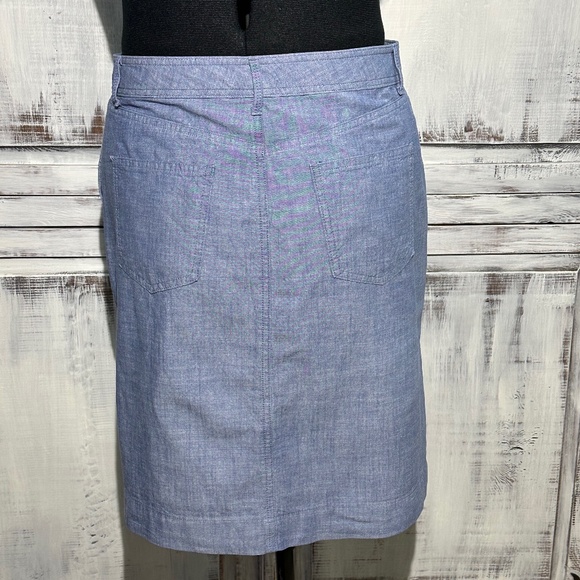 Talbots Chambray Button Down A-Line Skirt Women's 10 100% Cotton - Picture 3 of 11